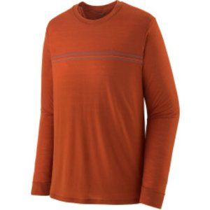 Patagonia Capilene Cool Merino Men Rust Orange Long Sleeve Performance Sz M